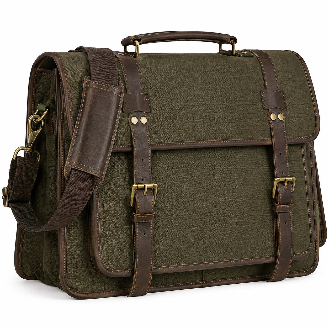 Vintage Herren Schultertasche 15 Zoll Laptopfach Braun/Khaki