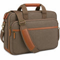 Braune Laptoptasche mit Lederakzenten und verstellbarem Schulterriemen