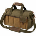 Große Canvas-Werkzeugtasche Olivgrün/Braun