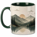 Keramikbecher mit Berglandschaft, 350ml, Dunkelgrün
