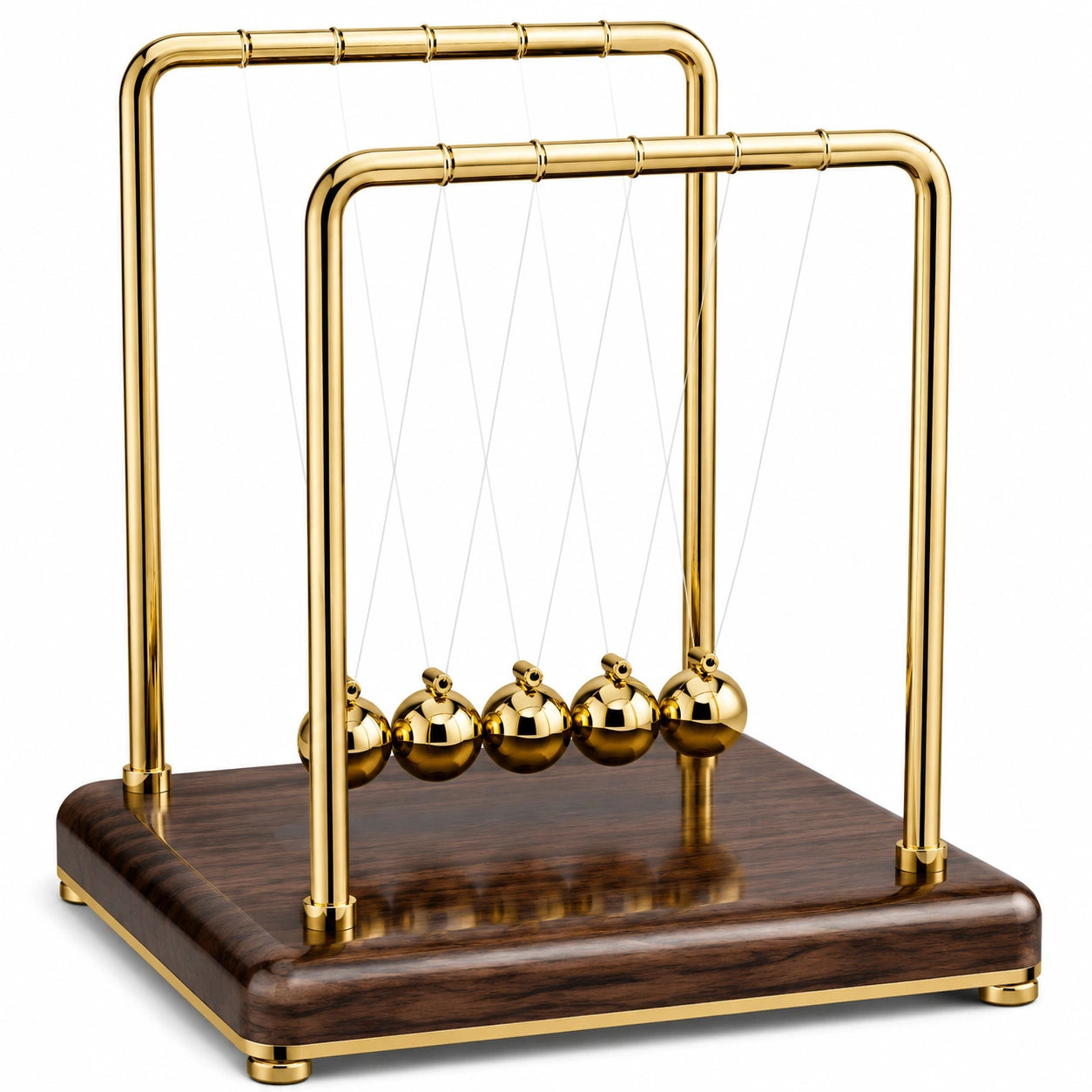 Newtons Pendel Gold Tischspielzeug mit Holzsockel