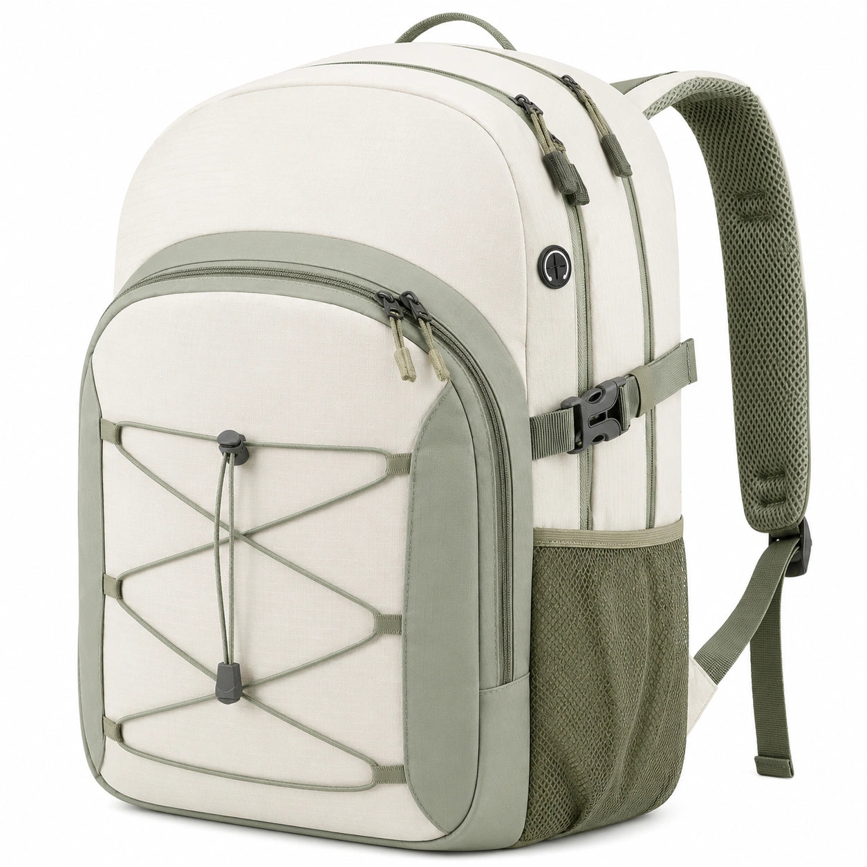Ergonomischer Rucksack 25L Beige/Grün für Alltag und Reisen
