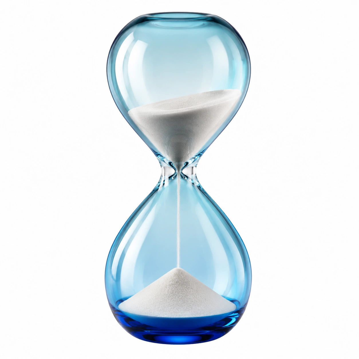 30-Minuten Sanduhr aus Blauem Glas mit Weißem Sand