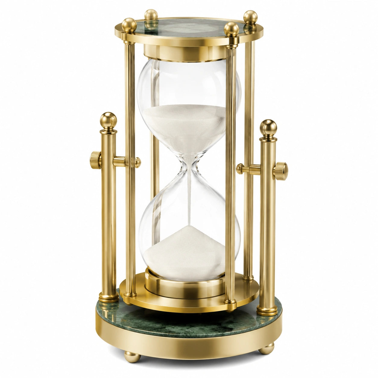 Elegante Sanduhr Gold mit Glasbasis, 25 cm Höhe, 60 Minuten Timer