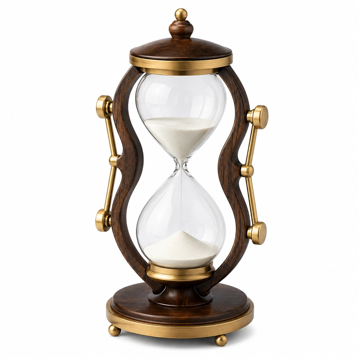 Sanduhr Dekoration mit Holz und Messing, Braun/Gold
