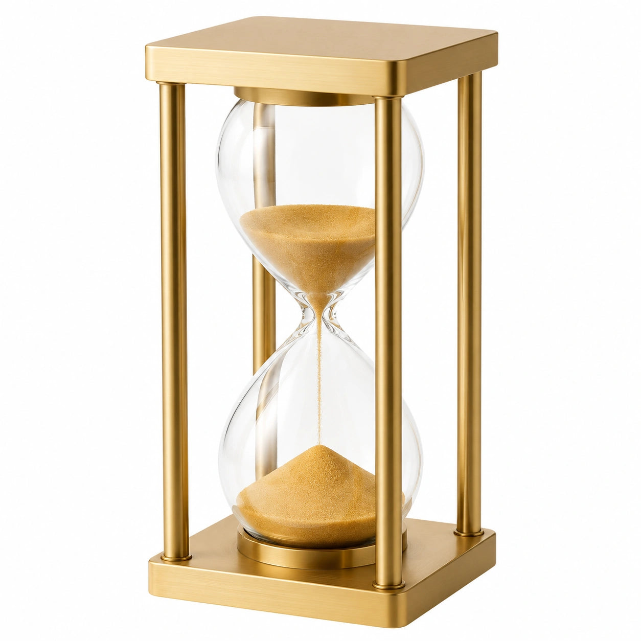 Goldene Sanduhr mit Metallrahmen, 60 Minuten Timer