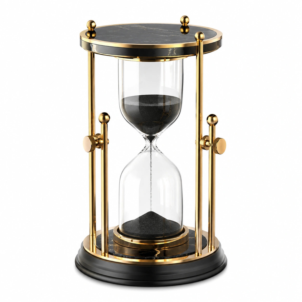 Sanduhr Schwarz und Gold mit Metallrahmen, 60 Minuten