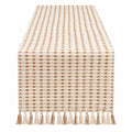 Tischläufer mit Rastermuster und Fransen Beige/Braun