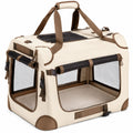 Faltbare Haustiertragetasche mit Netzfenstern Beige/Braun 60x40x40cm