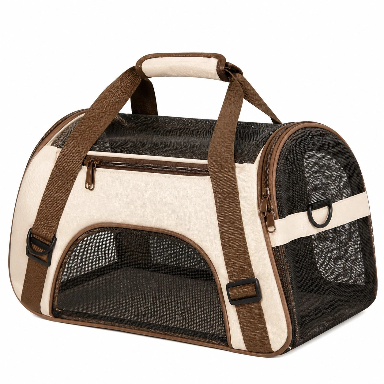 Haustiertragetasche mit Netzdesign in Braun/Beige